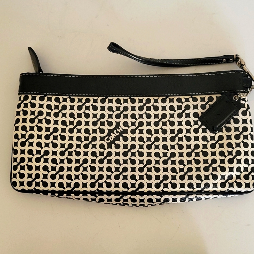 Rare! Coach Limited Edition Monogram C Clutch Wristlet Leather Canvas - Picture 7 of 13